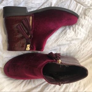 Burgundy booties